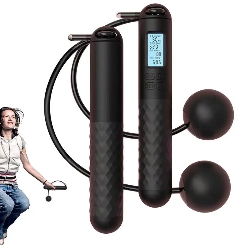 Cordless Weighted Jump Rope for Fitness Training Anti-Slip Smart Counting Jumping Rope Ropeless Skipping Rope with Counter