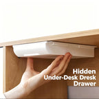 Sliding under Desk Drawer, Punch-Free Self-Adhesive Hidden Storage Organizer, Space-Saving Desk Tidy for Pens Stationery Gadgets