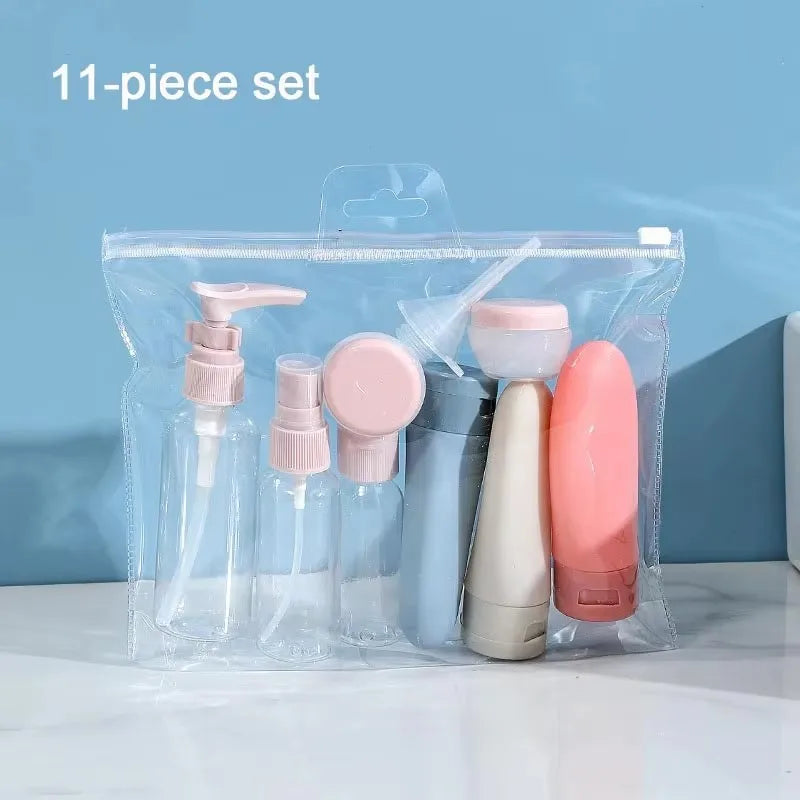 Elfdelige reisverpakkingsset in transparante tas