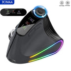 RGB Backlit Speed Roller Wireless Vertical Mouse with Function Adjustment Knob Bluetooth USB Ergonomic Mice Slient Click
