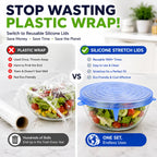 6-Pack Silicone Stretch Lids (2.6In, 3.7In, 4.3In, 5.5In, 6.3In, 7.7In) - Bpa-Free Food-Grade Reusable Covers for Bowls, Pots, Cups