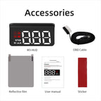 M3 HUD OBD2 Display On-Board Computer Car Head-Up Sisplay Windshield Big Font Projection Speedometer Temp Voltage Alarm Custom