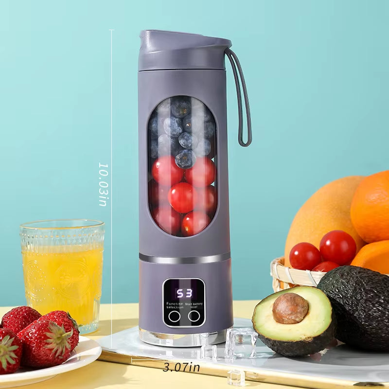 Portable Blender Cup Electric USB Juicer Portable Milkshake and Fruit Juicer 460Ml 12 Blade Mini Blender