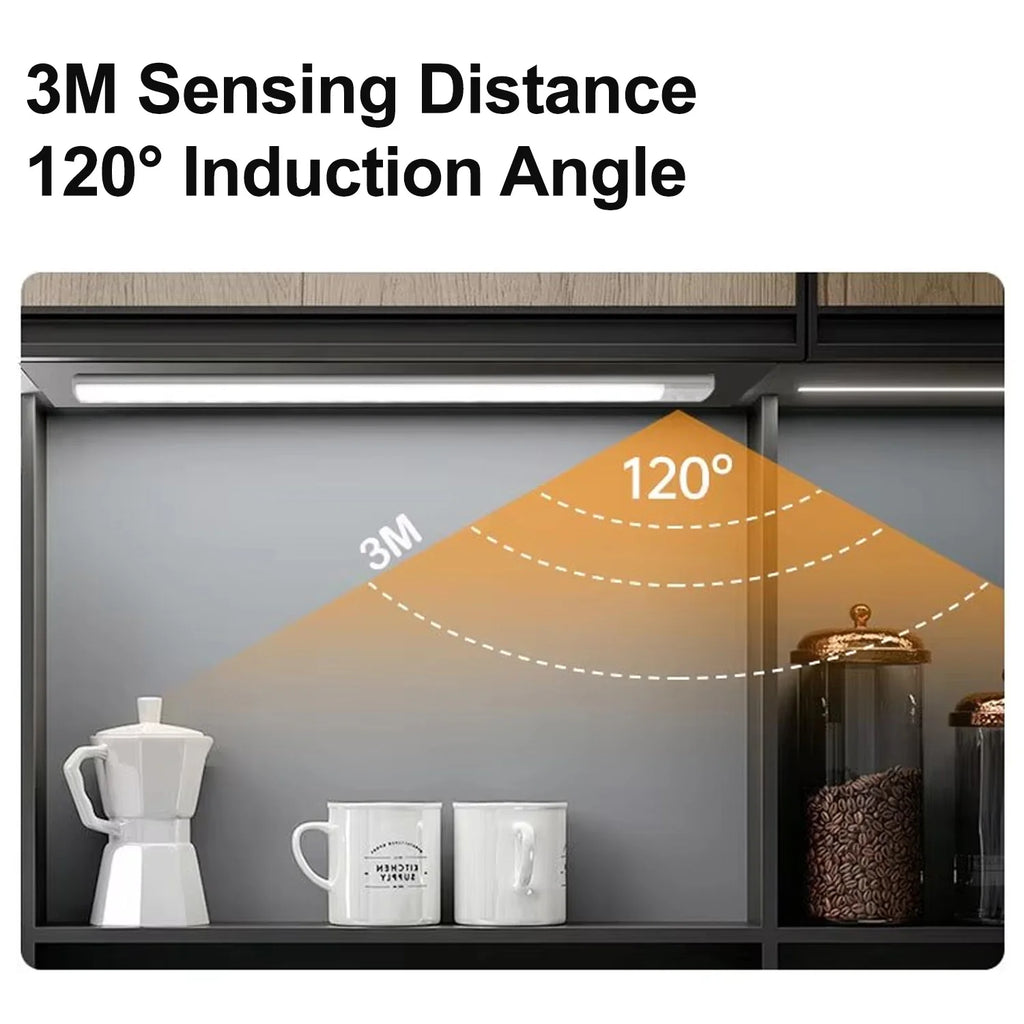 Ultra-Thin USB Rechargeable Motion Sensor Cabinet Light Wireless 3 Colors Dimmable LED Closet Wardrobe Lights Lamp 20/30/40CM