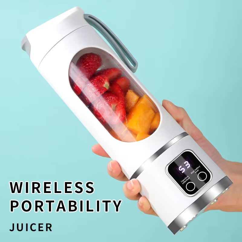 Portable Blender Cup Electric USB Juicer Portable Milkshake and Fruit Juicer 460Ml 12 Blade Mini Blender
