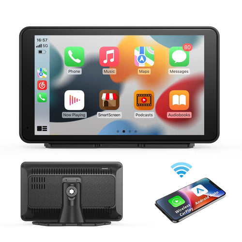 Portable wireless CarPlay and Android Auto display