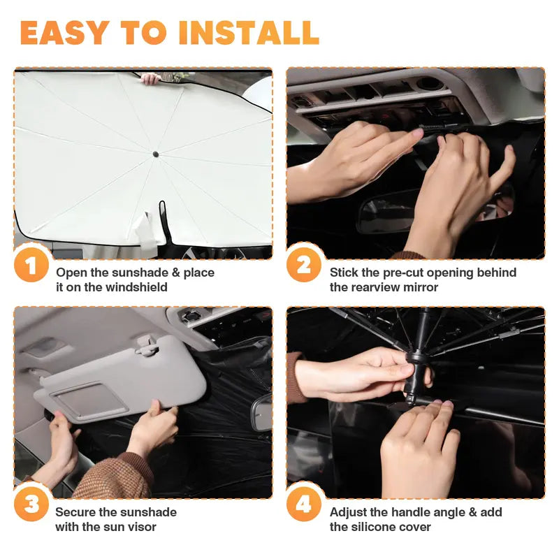 Portable Windshield Sunshade Umbrella - Foldable Auto Exterior Accessory for Daily Car Windshield Cooling, Auto Accessories