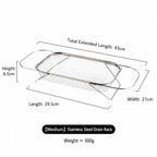Stainless Steel Expandable Over-The-Sink Colander Strainer Basket, Rectangle Fine Mesh Kitchen Utensils with Handles, Silver Kitchen Essential Supplies, Kitchen Supplies