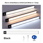 Ultra-Thin USB Rechargeable Motion Sensor Cabinet Light Wireless 3 Colors Dimmable LED Closet Wardrobe Lights Lamp 20/30/40CM