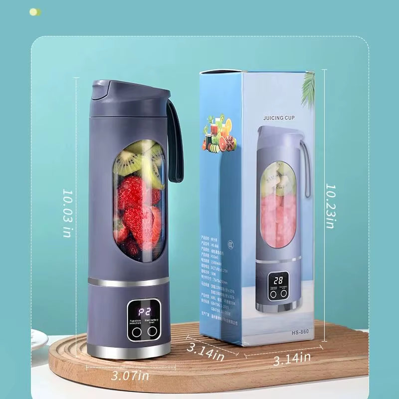 Portable Blender Cup Electric USB Juicer Portable Milkshake and Fruit Juicer 460Ml 12 Blade Mini Blender