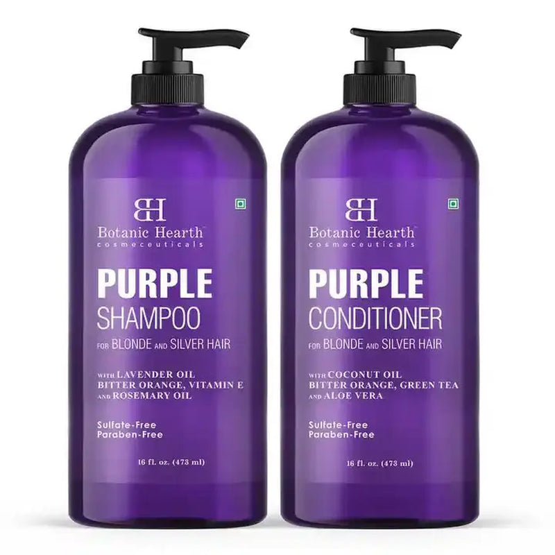 Purple Shampoo and Conditioner Set with Coconut and Aloe Vera | 16 Fl Oz Each