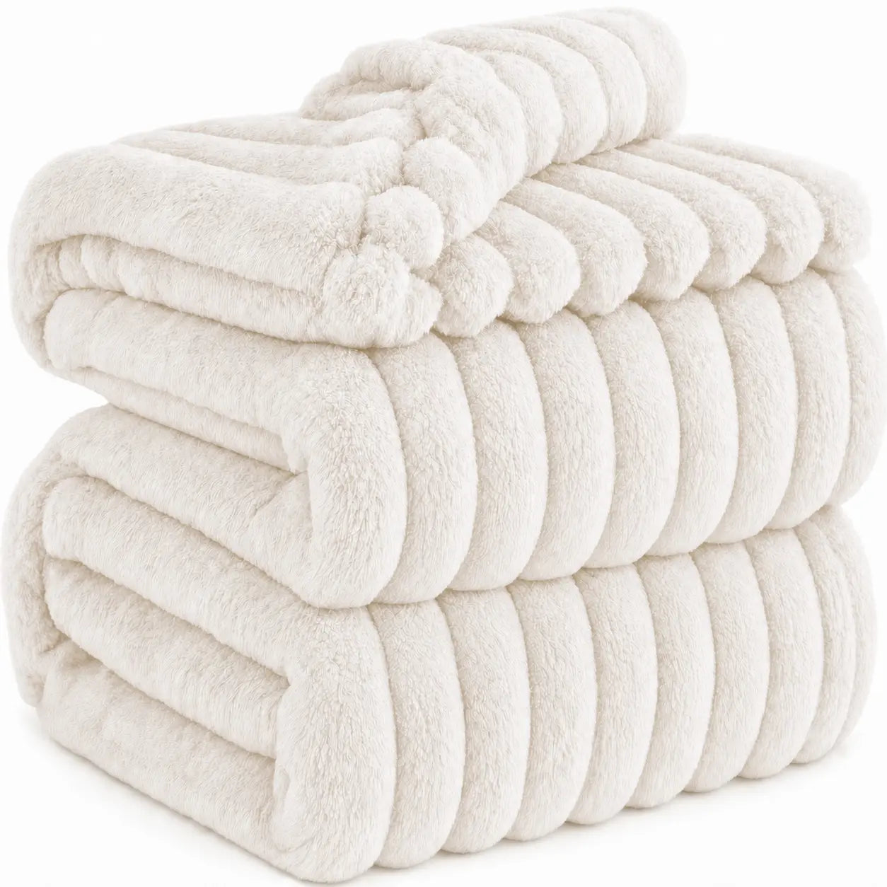 [Oversized Comfort]Ufist Ivory Cream Throw Blanket for Couch & Bed, Ultra Soft Lightweight Textured Stripe Blanket, Neutral Home Decor Blanket for Bedroom Living Room, All Season Cozy Essential