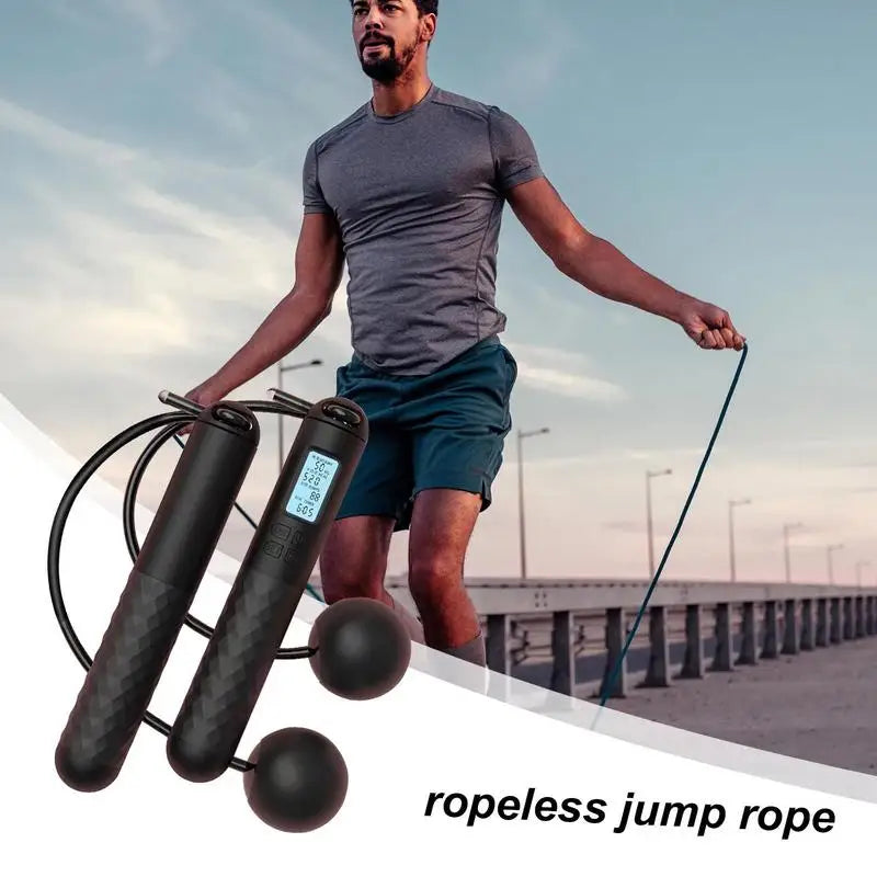 Cordless Weighted Jump Rope for Fitness Training Anti-Slip Smart Counting Jumping Rope Ropeless Skipping Rope with Counter