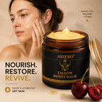Organic Grass-Fed Beef Tallow Balm with Raw Honey - Handmade All-Natural Moisturizer for Soft, Smooth, Radiant Skin